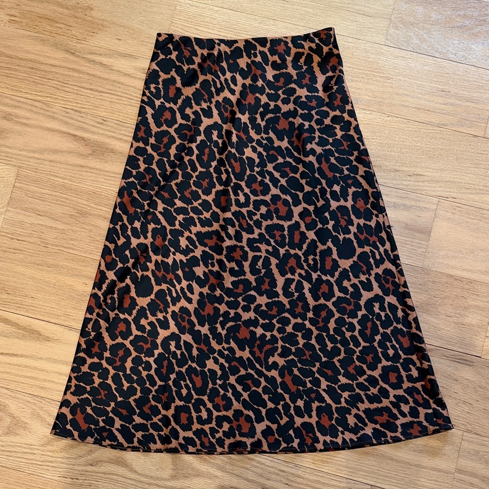 J. Crew Leopard Print A-Line Skirt — Black and Brown